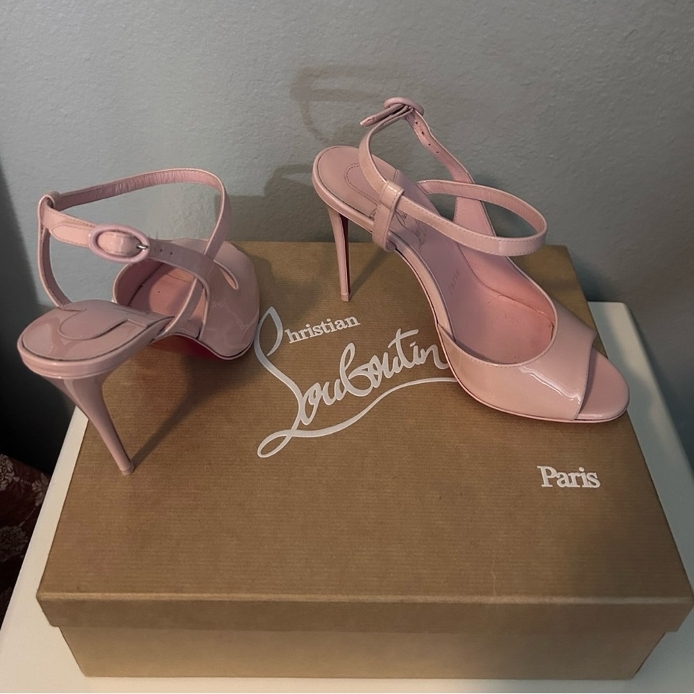 Christian Louboutin So Jenlove 100 Leather Stiletto Heels Women 37.5 Pink Luxury - Picture 5 of 12